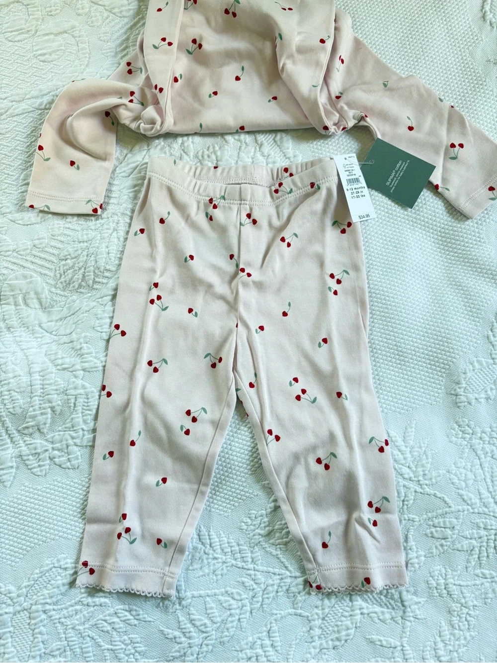 NWT Baby Gap cherries print pink bodysuit & pants set 6-12 mos
